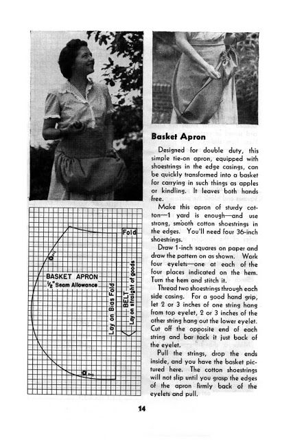 Basket apron Apron History: Dresses and Aprons for Work in the Home Basket Apron, Gathering Apron, Apron Pattern Free, Advance Patterns, Apron Tutorial, Artist Apron, Apron Pattern, Apron Sewing Pattern, Retro Apron