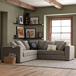 Sectional Sofas (I like the corner shelf arrangement with the sectional-L) #CornerWallDecor West Elm Coffee Table, Koti Diy, Room Green, Modern Sofa Sectional, Sofa Sectional, Design Apartment, Living Room Green, Modern Sectional, A Living Room