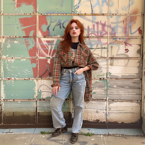 The 90s are back! Check out these grunge fashion trends making a comeback. Perfect your look with distressed denim and oversized jackets. Grunge 90s Outfits 1990s, 90s Jean Jacket Outfit, 90s Soft Grunge Outfits, 90s Flannel Outfits, Grunge 90s Outfits, 1990s Fashion Grunge, 90s Soft Grunge, 90s Jean Jacket, 90s Fashion Trends