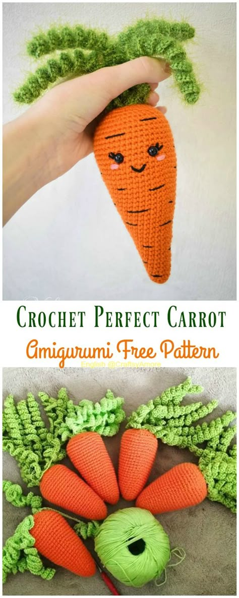 Crochet Perfect Carrot Amigurumi Free Pattern With Video Carrot Amigurumi, Crochet Flower Hat, Crochet Fruit, Easter Crochet Patterns, Bonnet Crochet, Pola Amigurumi, Crochet Food, Crochet Amigurumi Free Patterns, Crochet Amigurumi Free