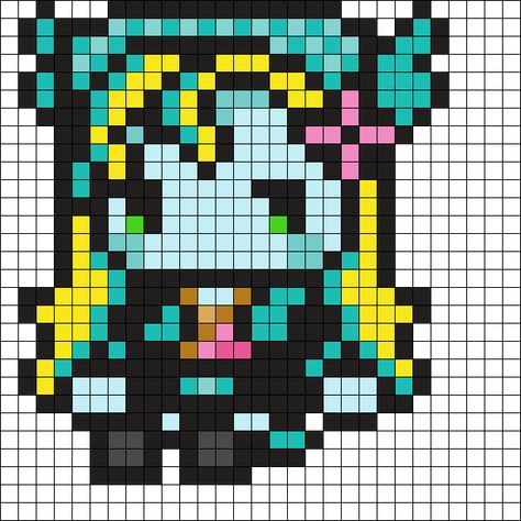 Pixel Art Pattern Monster High, Chibi Perler Beads, Perler Pixel Art, Pixel Art Pattern Characters, Detailed Perler Bead Patterns, Perler Bead Patterns Monster High, Perler Bead Patterns Grid, Cute Perler Patterns, Monster High Perler Beads