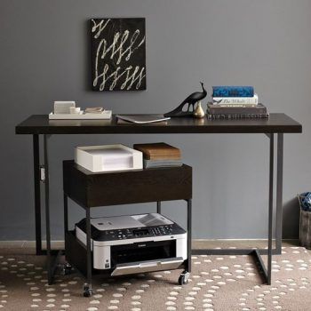 8 Clever Ways to Hide a Printer3 Printer Stand Ikea, Printer Station, Ikea Linnmon, Printer Storage, Printer Shelf, Hack Ikea, Under Desk Storage, Printer Stands, Ikea Desk