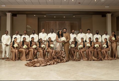 Brown And Cream Bridesmaid Dresses, Brown Beige Wedding Decor, Nude Wedding Dress With Bridesmaids, Wedding Hairstyles For Bridesmaids Black Women, Neutral Brown Wedding Colors, Shades Of Nude Wedding Theme, Brown And Cream Wedding Decor, Wedding Nude Theme, Beige And Gold Wedding Theme