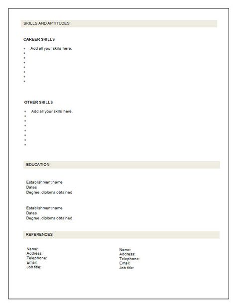 Resume Templates Blank (6) - TEMPLATES EXAMPLE | TEMPLATES EXAMPLE Blank Resume Template, Resume Template Free Downloadable, Cv Templates Free Download, Resume Form, Cv Ideas, Functional Resume Template, Cv Template Download, Free Resume Template Download, Functional Resume