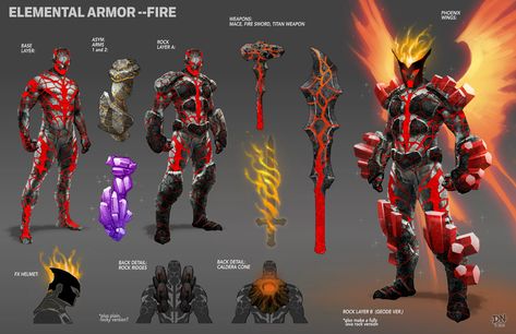 ArtStation - Elemental Armor--FIRE, David Nakayama Elemental Armor, Fire Armor, Western Armor, David Nakayama, Magic Armor, City Of Heroes, Dragon Ball Super Manga, Robots Concept, Superhero Design