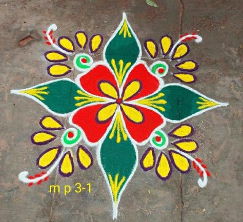 New Year Rangoli Designs Latest Unique, Swastik Rangoli Designs, Rangoli Kolam Designs With Colour, Modern Rangoli, Round Rangoli, Rangoli Designs Videos, Easy Rangoli Patterns, Swastik Rangoli, Small Kolam