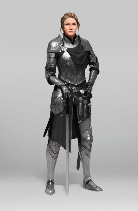 ArtStation - Imperial lieutenant, AEBE(AB) Kyutae Kim Knight Armor Female, Winter Fey, Female Knight Armor, Women In Armor, Prince Nuada, Santa Joana D'arc, Concept Painting, Lady Knight, Dnd Inspiration