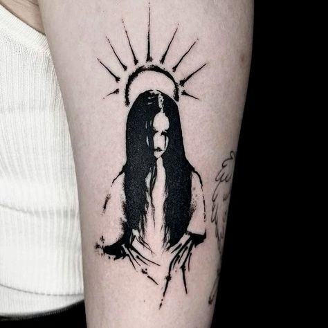 Sadako Tattoo, Grudge Tattoos, Weirdcore Tattoo, High Contrast Tattoo, Flat Tattoo, Hellboy Tattoo, Grunge Tattoo, Sigil Tattoo, Creepy Tattoos