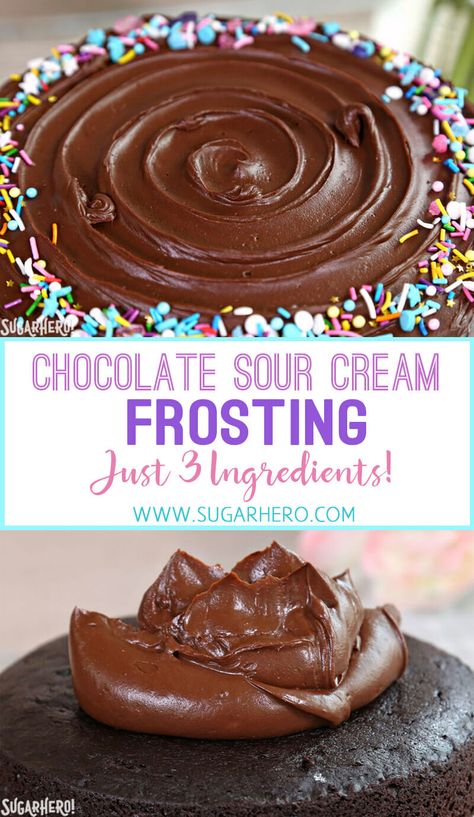 Chocolate Sour Cream Frosting, Frosting For Chocolate Cupcakes, Frost Cupcakes, Sour Cream Frosting, Frosting Chocolate, Easy Frosting, Frosting Recipes Easy, Chocolate Frosting Recipes, Making Fondant