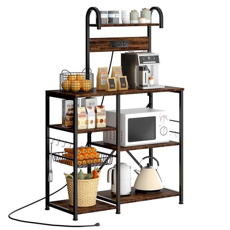 Bakers Rack with Power Outlet, Industrial Kitchen Island Storage Shelf with 6 Hooks 6 Tier Rack Now $99.99 was $199.99$199.99 You save$100.00 https://mavely.app.link/e/3f80Rv5ntLb [AD] *Possible Commissions earned on Qualifying Purchases. Deals, Discounts, Prices and codes and change at anytime. #coffeebar #bakersrack #halfoff Coffee Pull Out Shelf, Kitchen Island Storage, Island Storage, Industrial Kitchen Island, Microwave Shelf, Baker's Rack, Microwave Stand, Spice Rack Organiser, Kitchen Storage Shelves