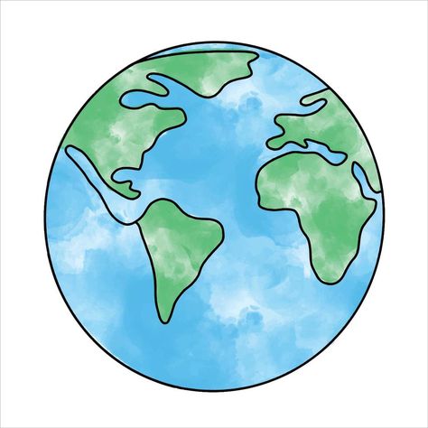 Planet Earth Drawing, Earth Sketch, Earth Drawing, Dog Drawing Simple, World Illustration, Planet Drawing, Earth Drawings, Earth Images, Earth Map