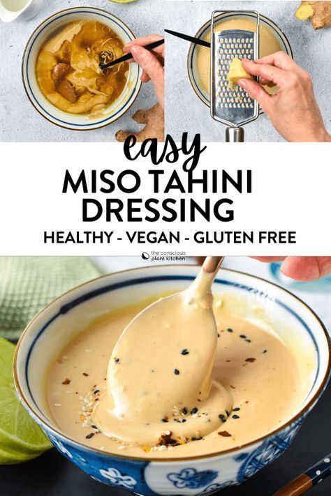 Recipes Using Tahini Paste, Miso Tahini Dressing, Miso Tahini Sauce, Tofu Marinade Recipes, Dressing For Salad, Miso Dressing Recipe, Tahini Recipes, Mango Salad Dressing, Miso Tahini