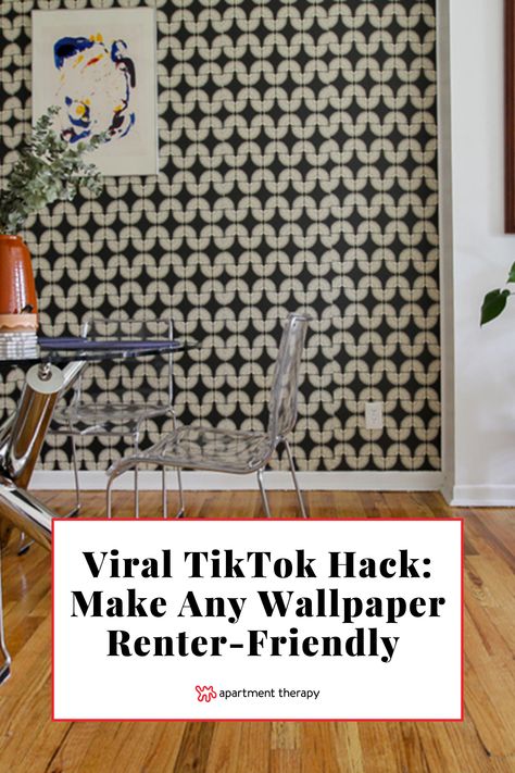 Discover how any wallpaper can automatically be renter-friendly with this helpful TikTok hack. Apartment Friendly Wallpaper, Renter Hacks, Living Space Decor, Eyes Wallpaper, Mcm Decor, Space Decor, Renter Friendly, Apartment Ideas, Crafty Things