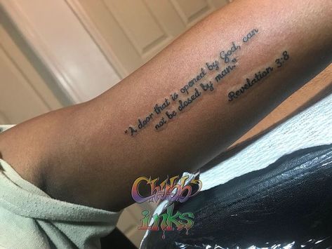 Bible Quote Tattoos For Women, Endurance Tattoo, Quote Tattoos For Women, Bible Quote Tattoos, Small Dope Tattoos, Verse Tattoos, Simple Tattoos For Guys, Meaningful Tattoo Quotes, Saved Tattoo