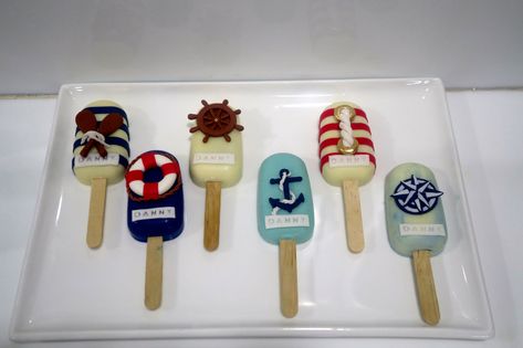 Nautical Cake Pops, Animal Baby Shower Cake, Ice Cream Cake Pops, No Bake Cake Pops, Popsicles Cake, Sea Cupcakes, Lollipop Cake, Bike Cakes, Nautical Cake