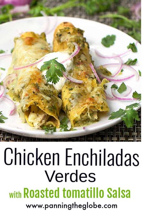 Roasted Tomatillo Salsa Verde, The Best Chicken Enchiladas, Best Chicken Enchiladas, Salsa Verde Enchiladas, Enchiladas Verdes Recipe, Tomatillo Chicken, Tomatillo Recipes, Salsa Verde Chicken Enchiladas, Chicken Enchiladas Verde