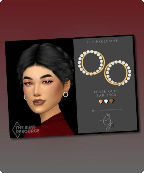 Sims 4 Jewelry CC: Pearl Gold Earrings By Glitterberryfly Sims 4 Jewelry Cc, Sims 4 Jewelry, Gaming Jewelry, Pearl Gold Earrings, Gold And Pearls, Mod Jacket, Sims 4 Cc Download, Model Nails, Best Sims