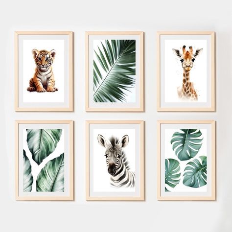 DecorativeArtistry - Etsy UK Jungle Safari Nursery, Botanical Nursery, Jungle Prints, Jungle Themed Nursery, Jungle Theme Nursery, Jungle Nursery Decor, Tropical Nursery, Safari Theme Nursery, Nursery Room Design