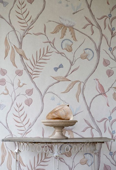 Hall Wallpaper, Hallway Wallpaper, Statement Wallpaper, Chinese Wallpaper, Feature Wallpaper, She Sells Seashells, Bird Wallpaper, Light Blue Background, Bathroom Wallpaper