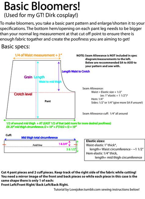 OHI Cosplay — God Tier Bloomer Tutorial! Bloomer Pants Pattern, Long Bloomers Pattern, How To Sew Bloomers, Diy Bloomers, Bloomers Sewing Pattern, Bloomer Pattern, Bloomers Pattern, Costume College, Diy Ruffle