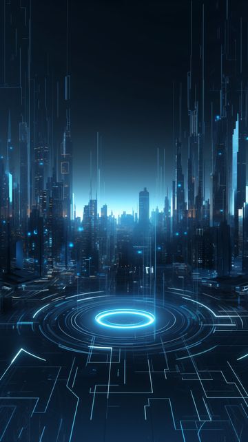 Futuristic Technology Design, Scifi Background, Blue Technology Background, Cyberpunk Background, Futuristic Technology Background, Future Background, Imvu Backgrounds, Technology City, Cyberpunk Wallpaper