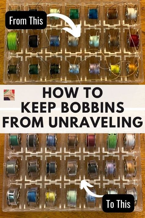 This quick sewing tip shows how to use inexpensive, clear plastic tubing as a bobbin thread holder and stop thread from unraveling. Colorful Hairstyles, Bobbin Storage, Sewing Room Storage, Machine Embroidery Thread, Sewing Alterations, Thread Holder, Sewing Room Organization, Quilting Room, Sewing Machine Accessories