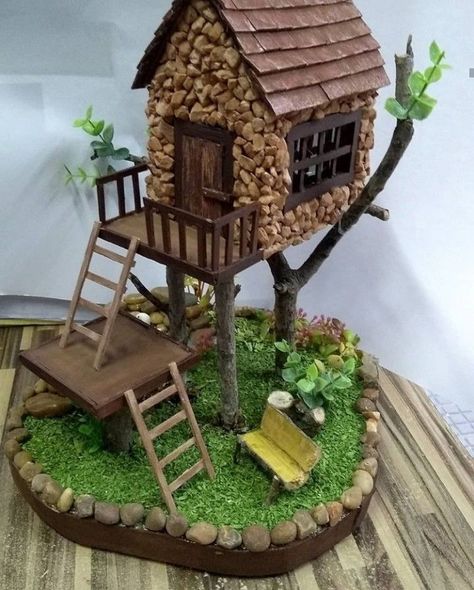 Create your own miniature house using materials such as wood, cardboard,stone, clay, or even recycled items.They can also serve as focal points within a larger decorative arrangement, such as a fairy garden or a miniature village#home decor#artwork#decorative delight Popsicle Stick Crafts House, Fairy Garden Pots, Miniature Village, Fairy House Crafts, Fairy Garden Furniture, Fairy House Diy, Fairy Garden Designs, Fairy Garden Crafts, Fairy Crafts