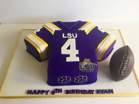 Lsu 1st Birthday, Lsu Themed Birthday Party, Lsu Cake Birthday, Lsu Graduation Cake, Lsu Cupcakes Purple Gold, Lsu Cake, Lsu Jersey, Jersey Cake, Tiger Cake