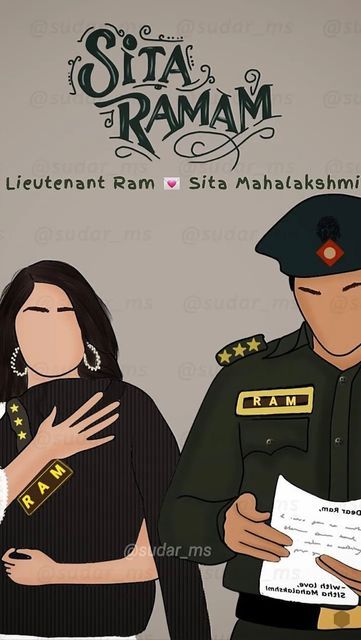 Sita Ramam Film Images Drawing, Sita Ramam Drawing Easy, 15 August Drawing, Sita Ramam Illustrations, Sita Ramam Animation, Tamil Movie Illustration, Tamil Movie Illustration Art, Sita Ramam Film Poster, Bollywood Movie Posters Art