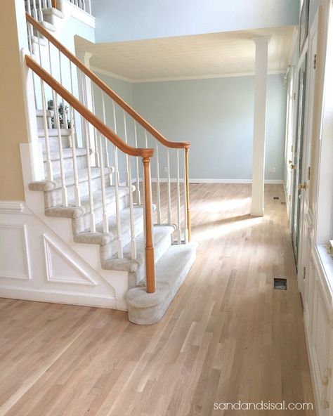 Choosing Hardwood Floor Stains + Gorgeous Floor Inspiration Refinishing Hardwood Floors Light, Sand And Finish Hardwood Floors, Light Stain Wood Floors, 2 1/4 White Oak Hardwood Floors, Changing Hardwood Floor Color, Hardwood Floor Stain Colors, Light Flooring, Oak Floor Stains, Floor Stain Colors