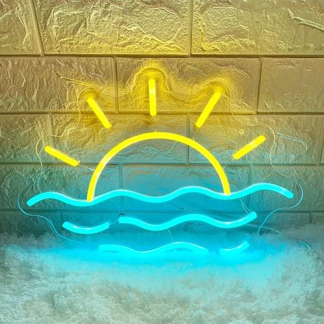 Amazon.com : Sunset Sunrise Neon Sign Sun on The Sea Neon LED Light Sign for Wall Decor Wave Neon Light up Sign Beach Home Decor Aesthetic for Teen Girls Bedroom Game Room Decor Ocean Sun Night Light Wedding : Tools & Home Improvement Neon Lights Bedroom Aesthetic, Bilik Permainan, Led Wall Decor, Bedroom Games, Light Up Signs, Sea Gull Lighting, Living Room Bar, Pink Home Decor, Novelty Lighting