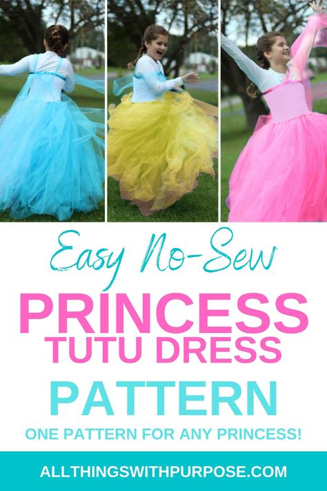 Diy Tulle Dress, Princess Dress Tutorials, Tulle Dress Diy, Princess Dress Diy, Princess Dress Pattern, Toddler Princess Costume, Tutu Dress Pattern, Disney Princess Tutu, Diy Princess Costume