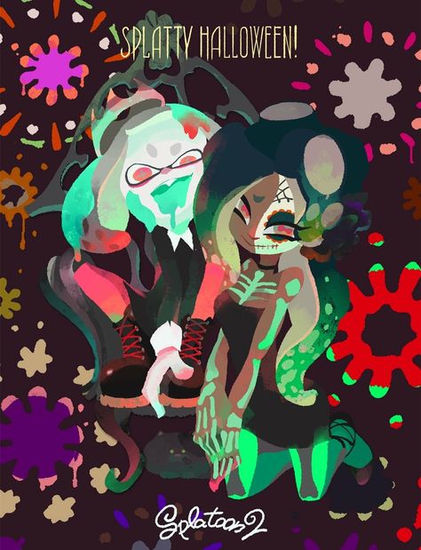 Splatoon 2 Happy Halloween official art Corrupted Gems, Marina Splatoon, Pearl And Marina, Splatoon 2 Art, Nintendo Console, Fantasias Halloween, Halloween Spirit, Fun Art, Nintendo 3ds