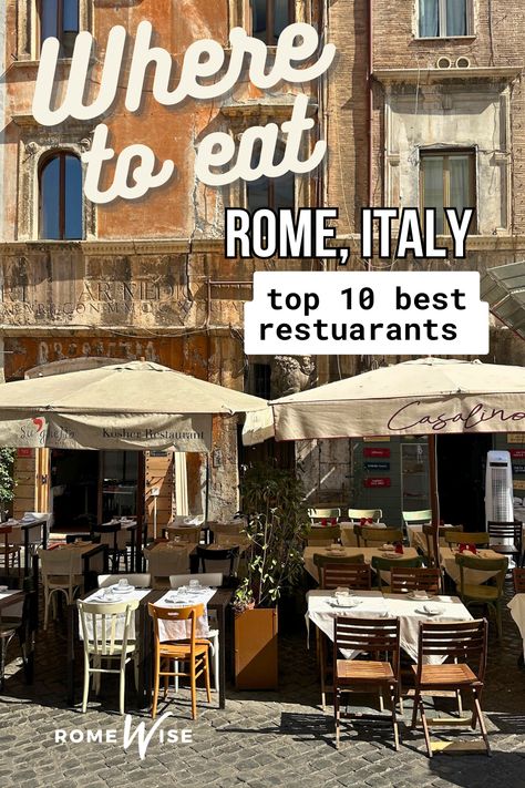 Want to know where the best restaurants in Rome are?  One of the my favorite things about living in Rome is the food - big surprise!  And in a city like Rome, it can seem daunting to figure out where to go. Have no fear! I have crafted a list of my top favorite restaurants in Rome!   ©romewise Best Places To Eat In Rome, Living In Rome, Best Food In Rome, Rome Restaurants, Restaurants In Rome, Rome Food, Top 10 Restaurants, Best Seafood Restaurant, Brunch Places