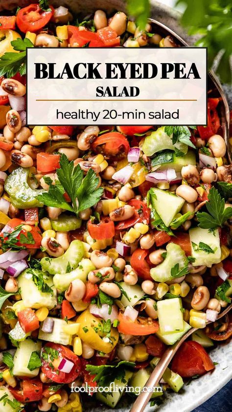 A 20-minute Black Eyed Pea salad made with fresh ingredients. Vegan and gf, this salad is perfect all year round. Black Eyed Peas And Green Beans, Black Eyed Pea Salad Recipe, Black Eyed Pea Recipes, Blackeyed Pea Recipes, Black Eye Peas, Black Eyed Pea Salad, Blackeyed Peas, Black Eyed Peas Recipe, Pea Salad Recipes