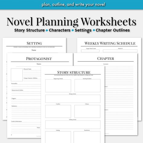 Novel Planning Worksheets, Novel Prompts, Novel Planning, Novel Planner, Creative Writing Stories, Writing Planner, Sequencing Worksheets, Teaching Character, Writing Plot