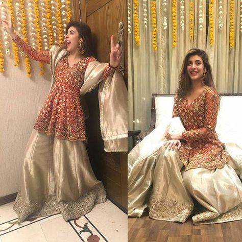 Urwa Hocane Dresses, Dholki Outfit, Urwa Hocane, Farhan Saeed, Ceremony Pictures, Bridal Mehndi Dresses, Kurtis For Women, Shadi Dresses, Desi Wedding Dresses