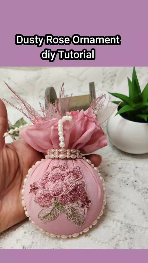 Dusty Rose Christmas Ornament Tutorial, Shabby Vintage Style. #christmasinjuly Crafty Devotion #christmasdecor christmas | Crafty Devotion | Bing Crosby · White Christmas (1947 Version) Christmas Ornament Tutorial, Shabby Chic Christmas Ornaments, Rosé Christmas, Vintage Christmas Crafts, Christmas Crafty, Diy Doll Miniatures, Style Shabby Chic, Shabby Chic Christmas, Ornament Tutorial