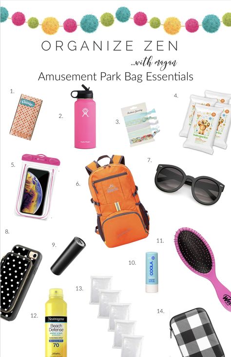 Not sure what to pack in your amusement park bag for your family trip to Disney, Universal Studios, Six Flags or any other theme park?  Well, you are in the right place, because I’ve compiled a list of 15 must have, essential items to take with you!  I promise, you won’t want to forget any of these items in your backpack to make it the best trip ever!   #Disney #Universal #ThemePark #Essentials Amusement Park Bag, Amusement Park Essentials, Theme Park Essentials, Packing List For Disney, Universal Trip, Disney Universal Studios, Things To Pack, Orlando Trip, Emergency First Aid Kit