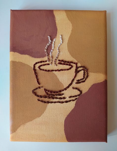 Painting With Thread On Canvas, Drawing Ideas Tempera, Needle Canvas Art, Embroidery On Painting Canvas, Sewing Art On Canvas, Needle Art On Canvas, Thread Painting On Canvas, Canvas Sewing Art, Canvas Thread Art