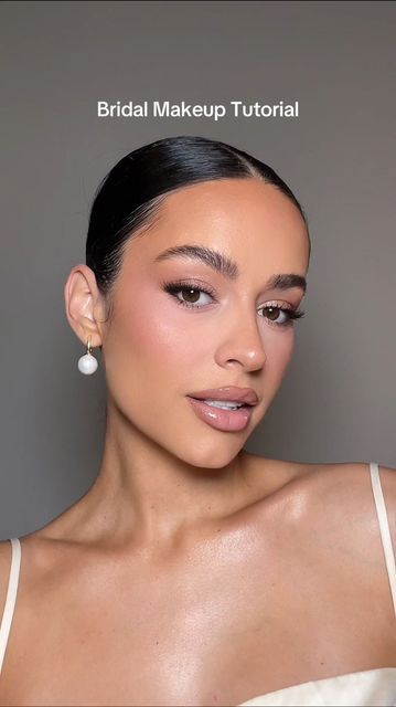 Danielle Estrada on Instagram: "In depth bridal makeup tutorial 🤍  #makeuptutorial #bridalmakeup #weddingmakeup" Wedding Makeup Glowy Glam, Danielle Estrada Makeup, Wedding Makeup 2024, Danielle Estrada, Smokey Bridal Makeup, Soft Glam Bridesmaid Makeup, Bridesmaid Ponytail, Trucco Glam, Groom Makeup