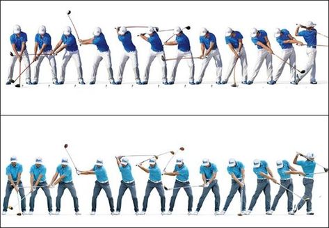 Getting that first move right gets my whole swing on track. Now I don't need to re-route the club to the inside on the downswing, which required a lot of timing. I feel like my swing will hold up at crunch time. I'm not on or off, like I used to be. It's very solid now, and that's a great feeling to have. I can't wait to get back in contention in the majors. Using the two driver sequences here—the top one from 2010, the bottom from this past August—Butch will take you through the changes we'v... Golf Driving Range, Golf Ball Crafts, Golf Buggy, Rickie Fowler, Golf Net, Golf Videos, Golf Rules, Golf Tips For Beginners, Golf Instruction