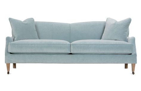 The Marleigh Sofa is a tight back sofa featuring two cushions and matching pillows. Customize the body fabric and leg finish. Learn more! Tight Back Sofa, Club Furniture, Blue Couches, Rowe Furniture, Traditional Sofa, Caster Wheels, Blue Sofa, Brown Sofa, Wood Sofa