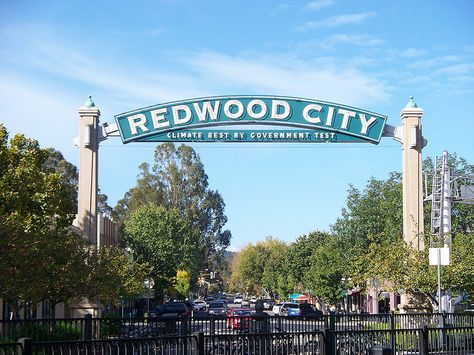 "Climate Best by Government Test" Sign, Redwood City California Redwoods, Redwood City California, Water Heater Repair, City Sign, Plumbing Emergency, City College, Mediterranean Coast, Redwood City, California Love