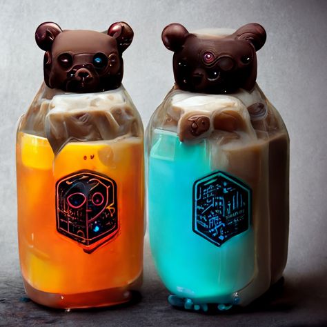 Futuristic Food Concept Art, Futuristic Drinks, Sci Fi Food Concept Art, Sci Fi Food, Cyberpunk Food, Cyberpunk Food Stall, Cyberpunk Packaging, Fantasy Drinks Concept Art, Cyberpunk Digital Art