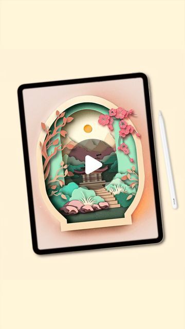 Tatiana on Instagram: "How to Create a Paper Cut Out Design in Procreate  In my new tutorial, I show you how to create a highly-detailed Japanese Garden paper cut out design using Procreate features. You can watch the full tutorial and grab the free tutorial brushes on my YouTube channel.  Link in bio ❤️ . . . . #procreate #procreatetutorial #tatyworks #procreateart #papercut #papercutart #ipadart #procreatedrawing #procreateart #illustration #papercutout #ipadartist #ipadproart #ipadproartist #digitalart #drawingtutorial" How To Use Procreate, Procreate Illustration Tutorial, Paper Cut Out Design, Shading Procreate, Skin Procreate, Retro Procreate, Brush Procreate Free, Glitter Procreate, Qr Code Ibispaint