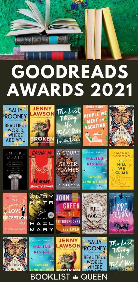 Find all the winners of the Goodreads Choice Awards in 2021. Discover all the best books to read in 2022 with these popular book releases from 2021. The Goodreads Awards 2021 feature such books as Malibu Rising, Crying in H Mart, Project Hail Mary and The Last Thing He Told Me. If you are looking for the best book recommendations, you can't go wrong with these award-winning books. Best Books To Read In 2022, Crying In H Mart, Project Hail Mary, Books Suggestions, Malibu Rising, Best Book Club Books, The Best Books To Read, Must Reads, Relationship Books