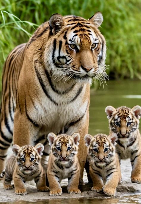 Tiger Family, Tiger Cubs, Cute Tiger Cubs, Baby Tigers, Wild Animal Wallpaper, Wild Animals Photos, Wild Animals Pictures, Tiger Pictures, Exotic Cats