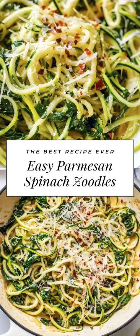 Image for Easy Parmesan Spinach Zoodles Low Carb Zoodle Recipes, Carb Conscious Meals, Celiacs Disease, Zoodles Recipe, Parmesan Spinach, Zoodle Recipes, Dish Warmer, Ingredient Substitutions, Pasta Lover