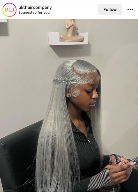 Slay Hairstyles, Lace Wigs Styles, Low Ponytail Hairstyles, Silver Wigs, Frontal Wig Hairstyles, Braided Hair Tutorial, Classy Hairstyles, Side Part Hairstyles, Goddess Braids Hairstyles